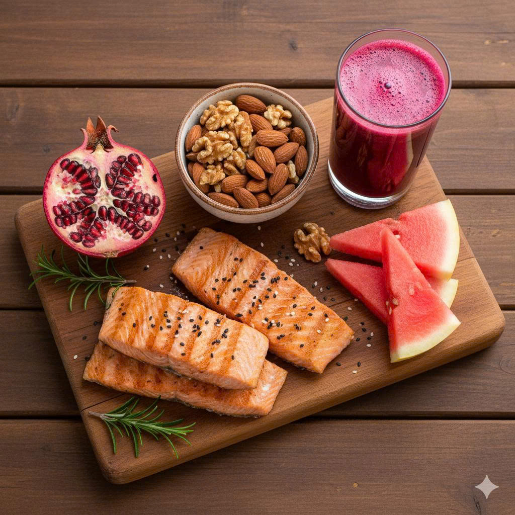 Bữa ăn lành mạnh với các thực phẩm tươi ngon giúp nam giới tăng cường sức bền và kéo dài thời gian quan hệ.